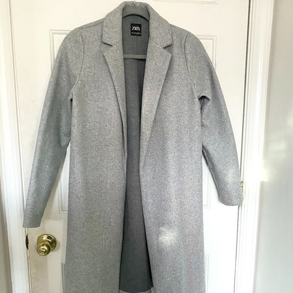 Zara Gray Peacoat Wool Trenchcoat